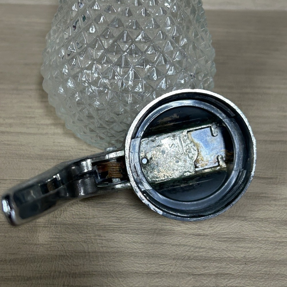 Vintage Diamond Cut Glass Diner Syrup Sugar or Honey Container Dispenser Bottle - Picture 7 of 8
